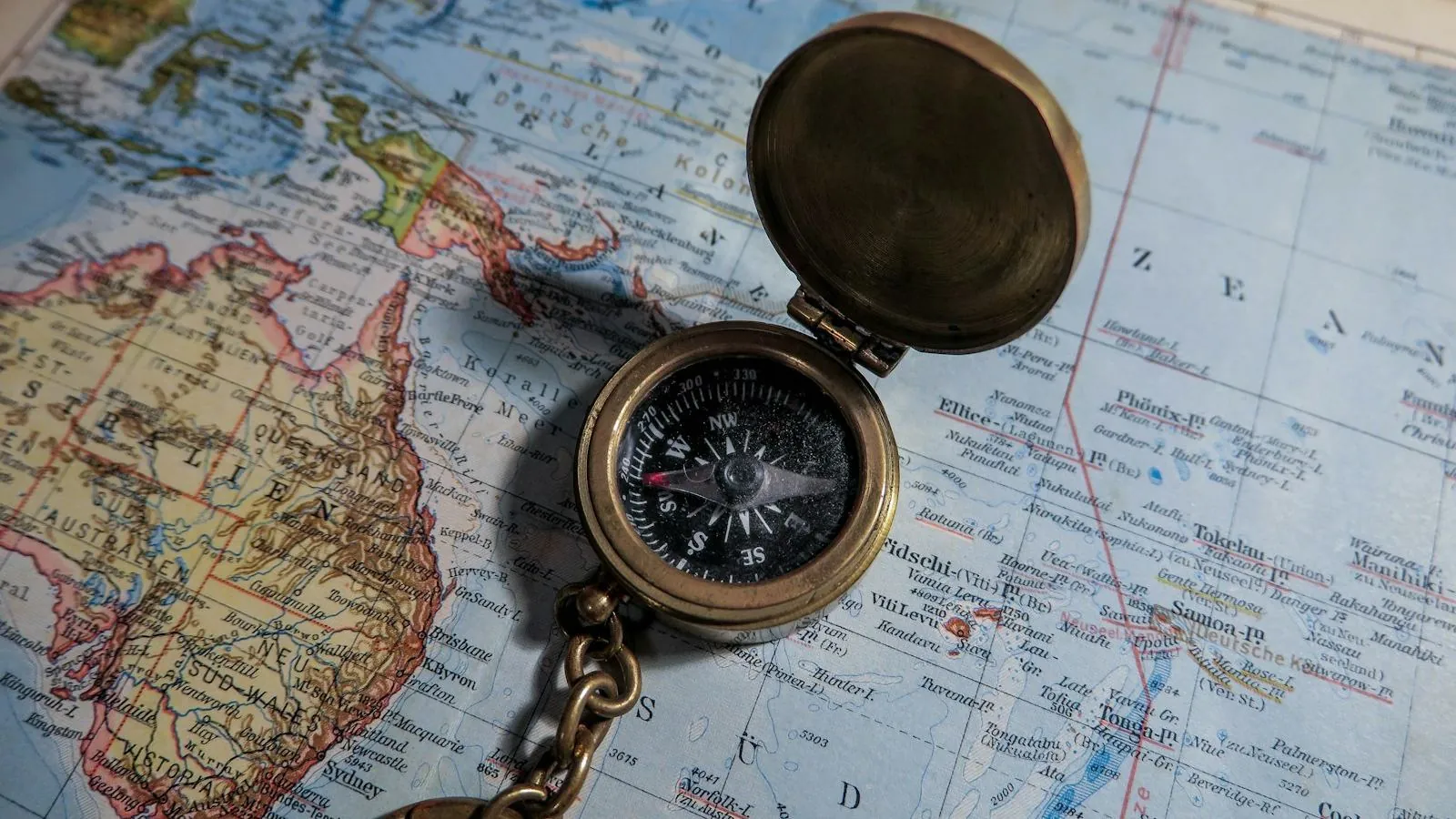 A compass on a map